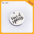 MC281 Factory direct sale silver plated metal coin thin hang tag with punch hole